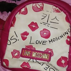 Love Moschino Pink and White Women's Backpack